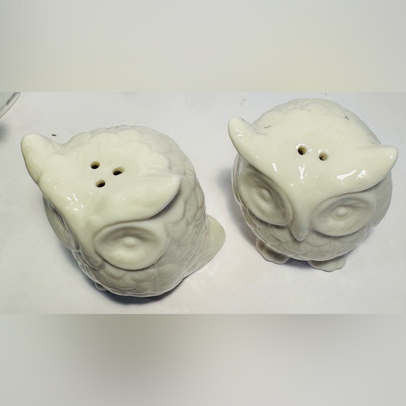 White Ceramic Owl Salt & Pepper Shakers - Picture 6 of 9